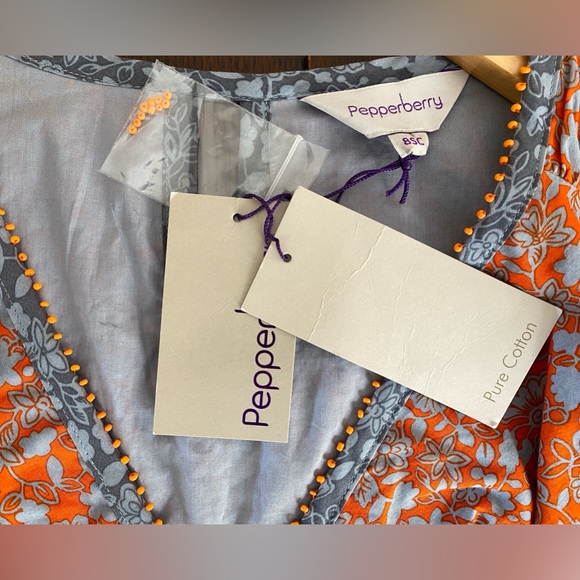 NWT Bravissimo Beaded Cross Front Top in Orange print  8UK/ 4US. SC Super curvy - Picture 4 of 8